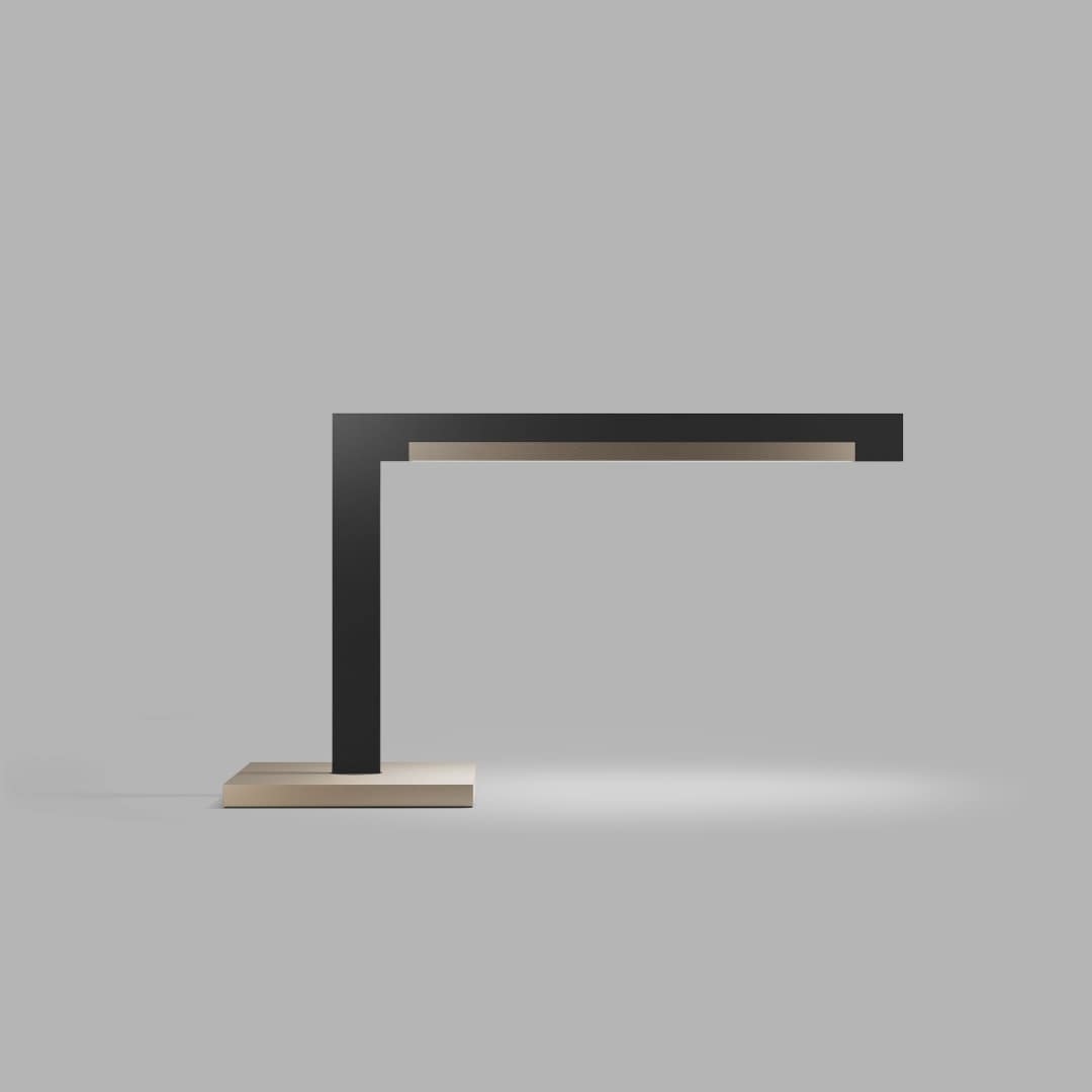 Inlay T2 Linear Mat Sort / Satin Guld - Porsche Skrivebordslampe