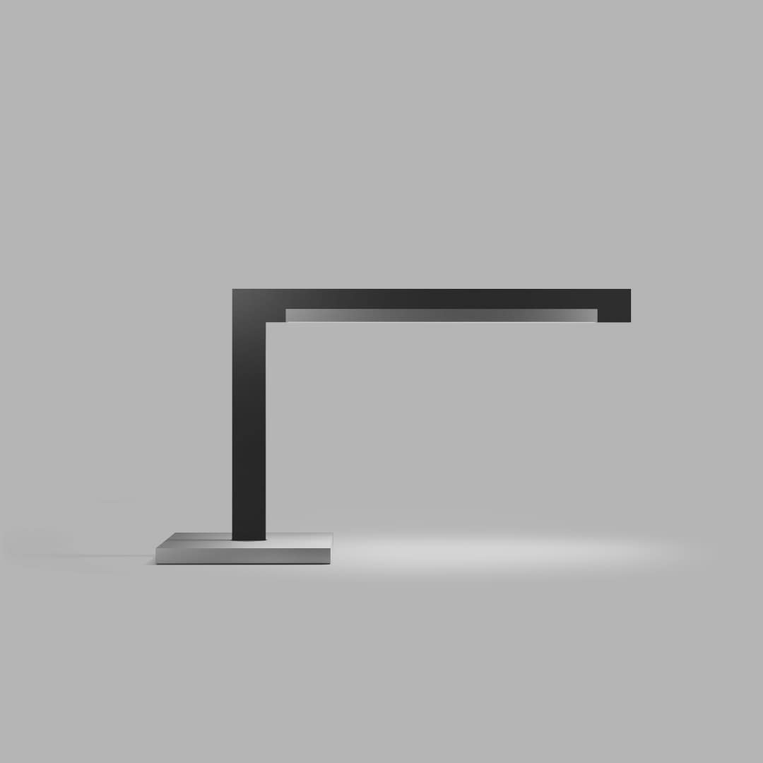 Inlay T2 Linear Matt Black/Satin Silver - Elegant Skrivebordslampe